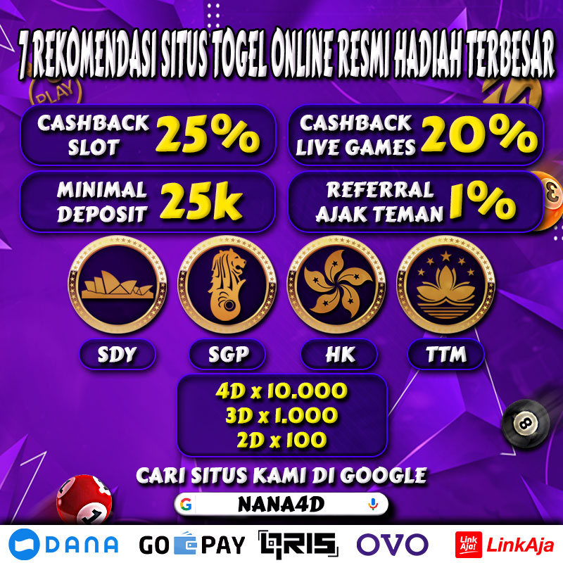 NANA4D | 7 REKOMENDASI SITUS TOGEL ONLINE RESMI HADIAH TERBESAR